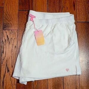 Stoney Clover Lane White Terry Cloth Shorts with Hearts - 3X - NWT